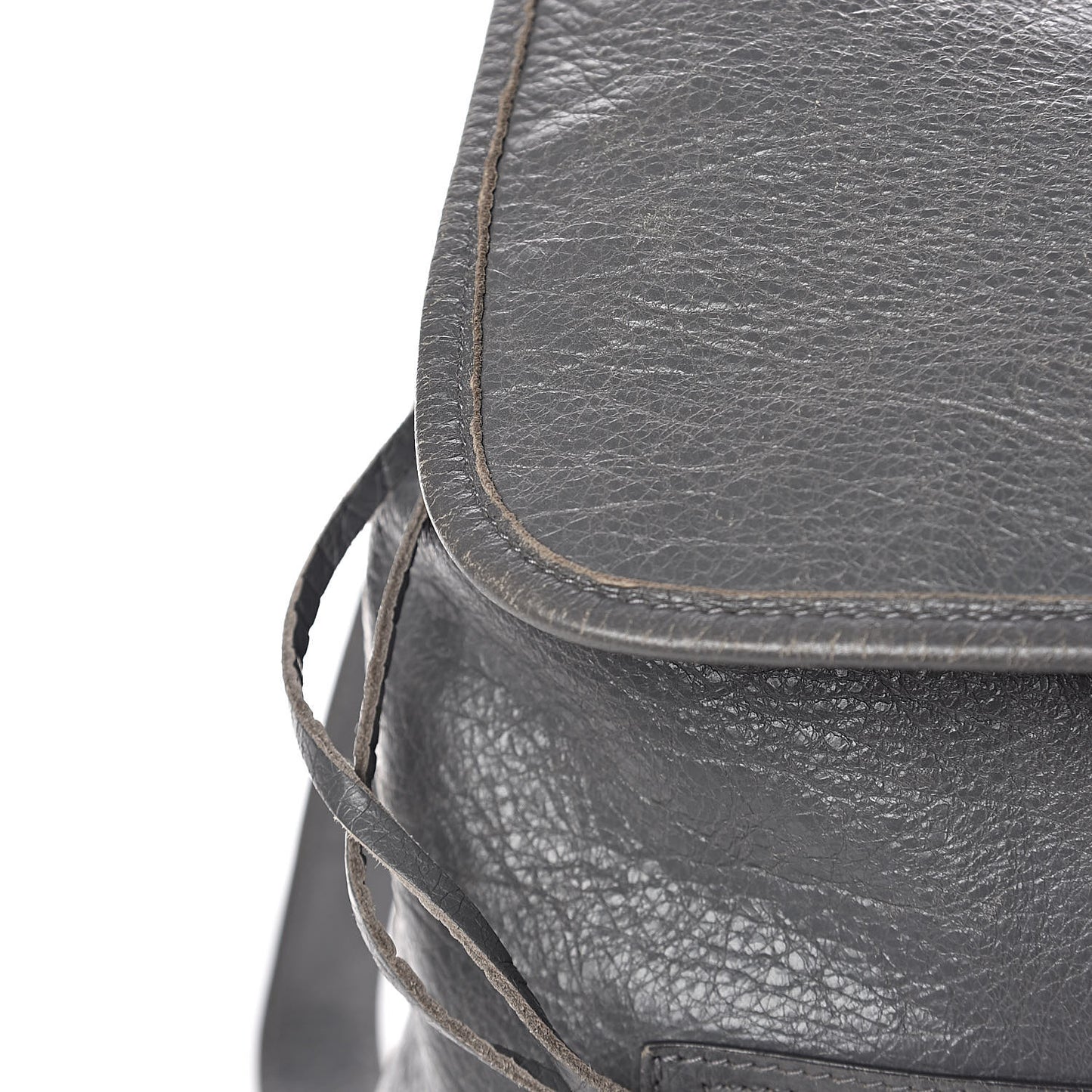 Agneau Silver Metallic Edge Hardware Backpack Gris Cendre