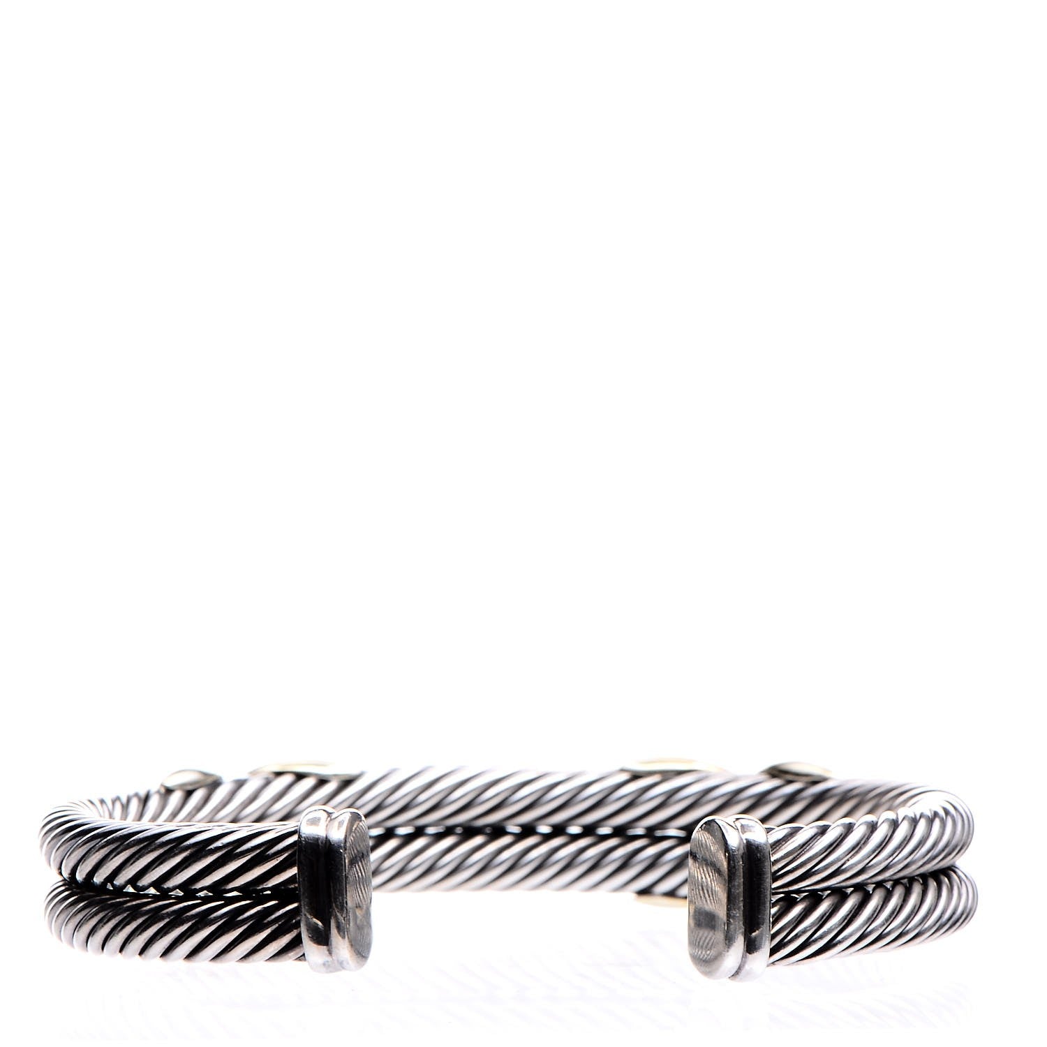 David Yurman Sterling Silver 14K Yellow Gold 10mm Double X Bracelet 6 of 6