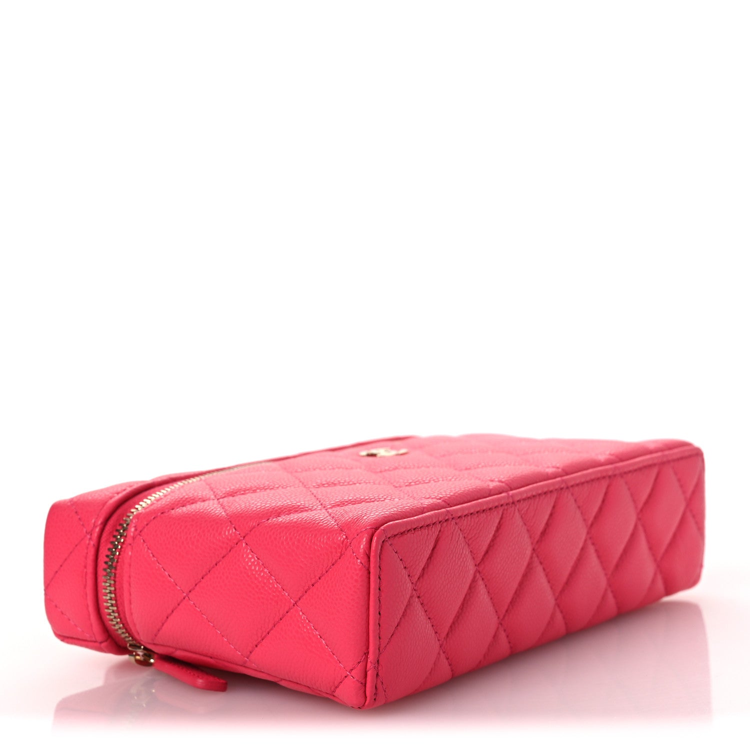 Chanel Caviar Quilted Top Handle Slim Vanity With Chain Fuchsia 4 of 10