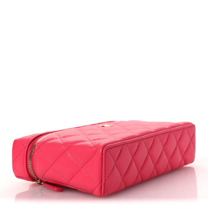 Chanel Caviar Quilted Top Handle Slim Vanity With Chain Fuchsia 4 of 10
