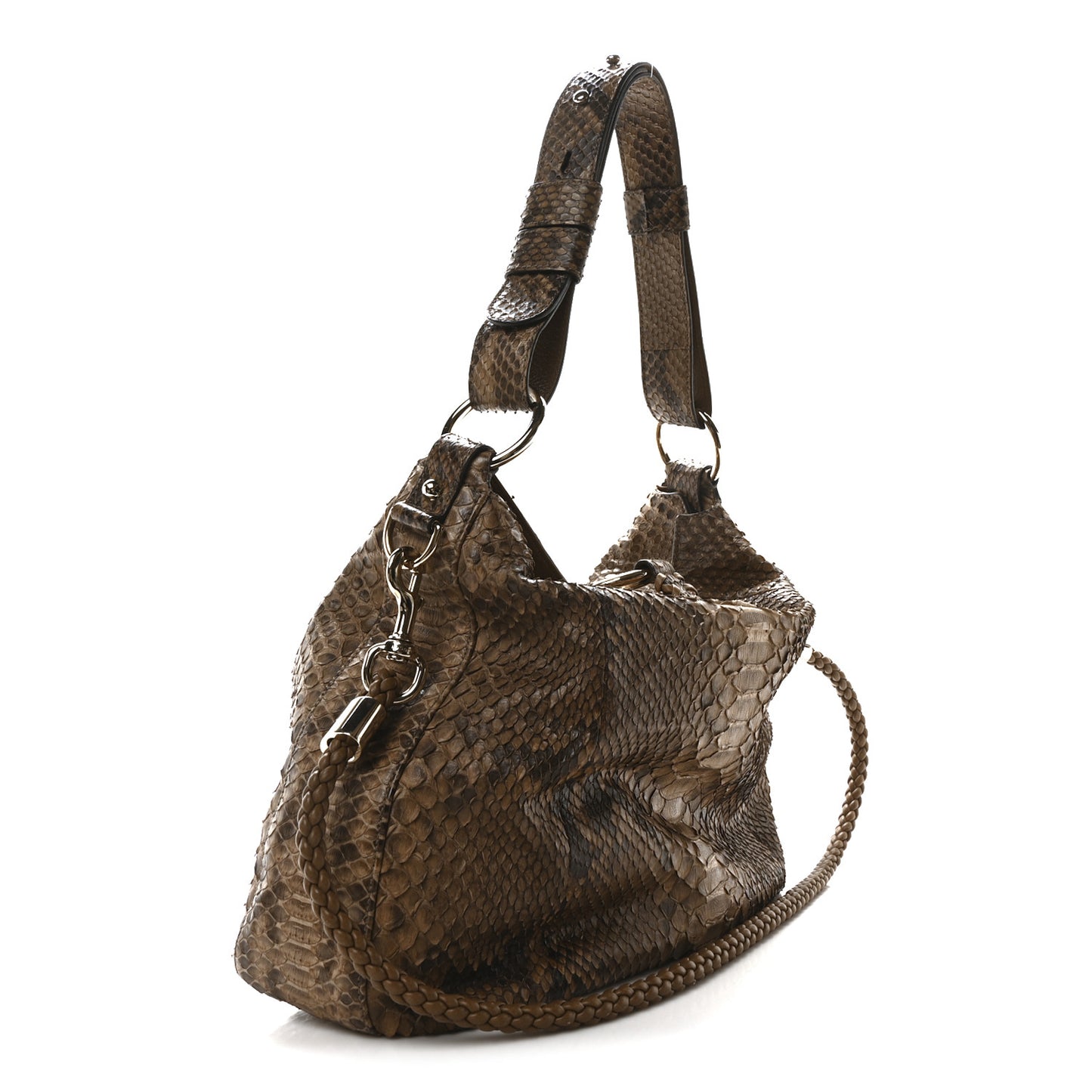 Snakeskin Medium G Wave Shoulder Bag Caramel