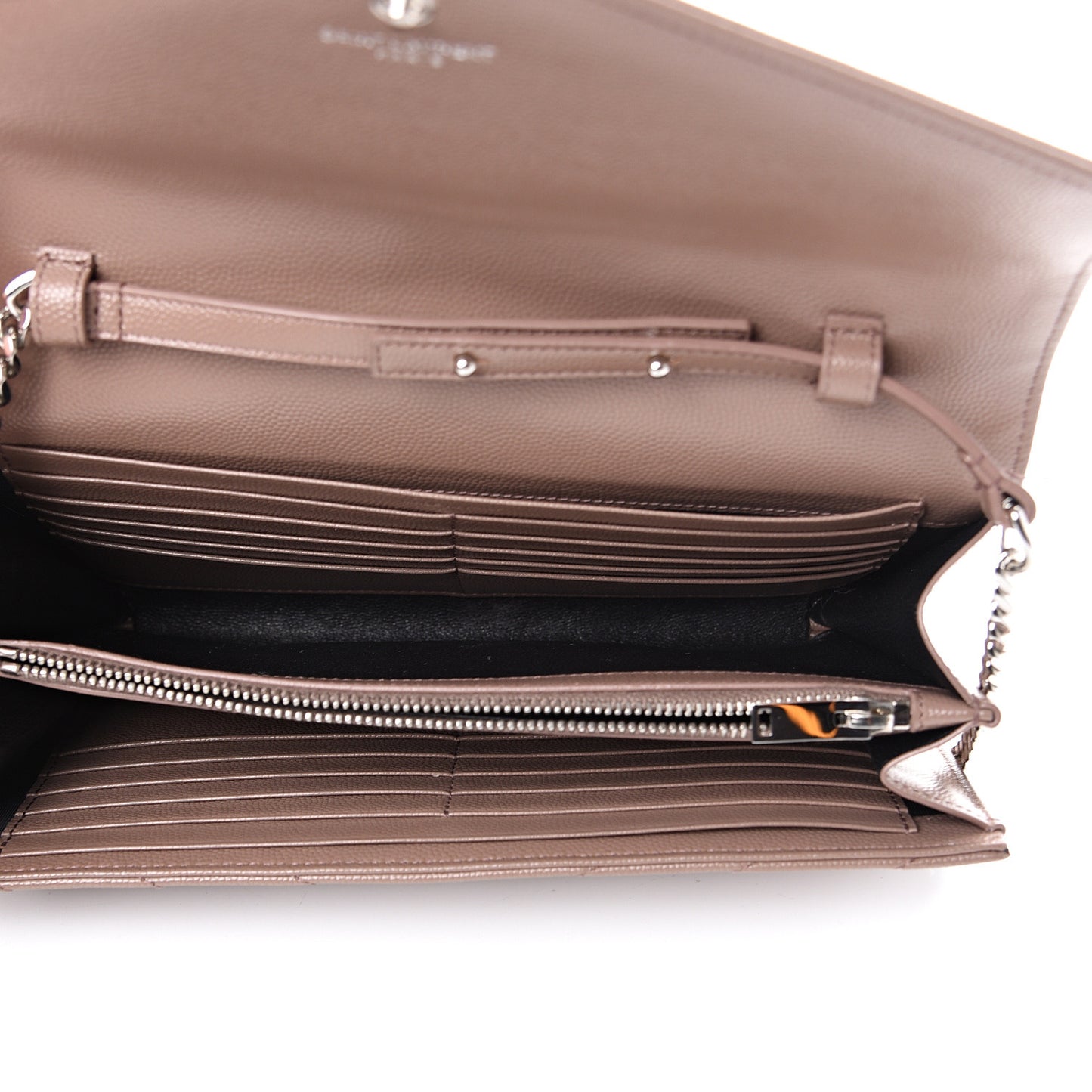 Grain De Poudre Matelasse Chevron Monogram Chain Wallet Fard