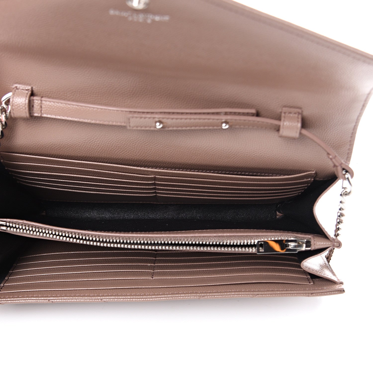 Saint Laurent Grain De Poudre Matelasse Chevron Monogram Chain Wallet Fard 4 of 16