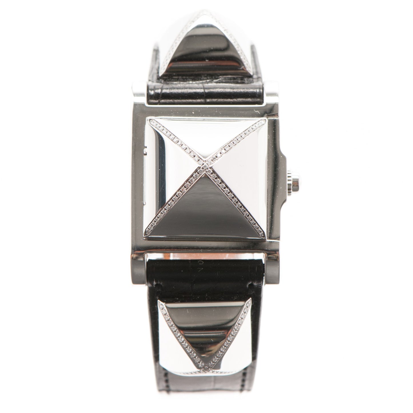 Stainless Steel Alligator Diamond 23mm Medor Quartz Watch Noir