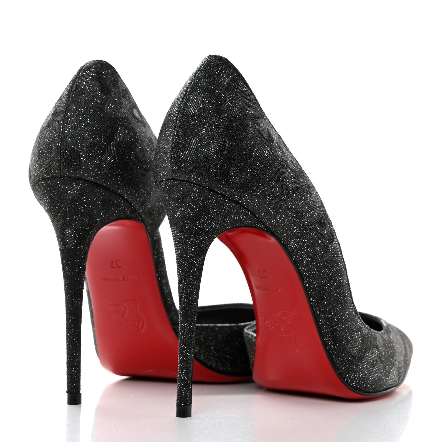 Christian Louboutin Glitter Iriza Kid Flinstar 100 Pumps 37 Black 4 of 8