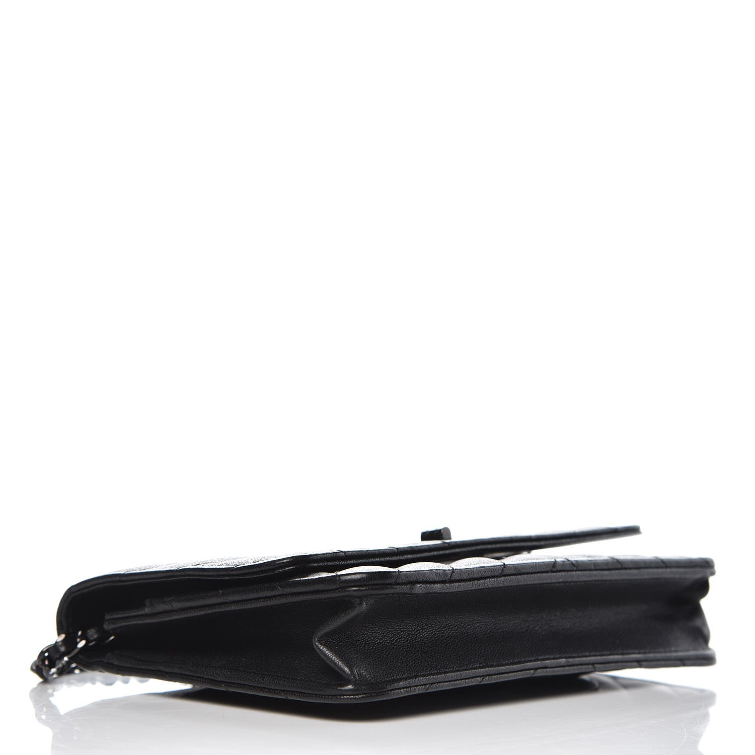Chanel Sheepskin Chevron Reissue Wallet On Chain WOC So Black 4 of 15