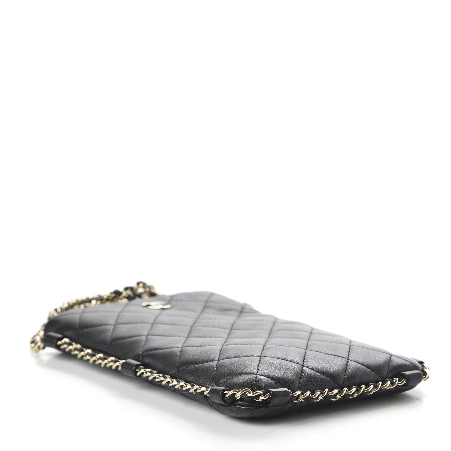 Chanel Lambskin Quilted Chain Around Phone Holder Black 4 of 11