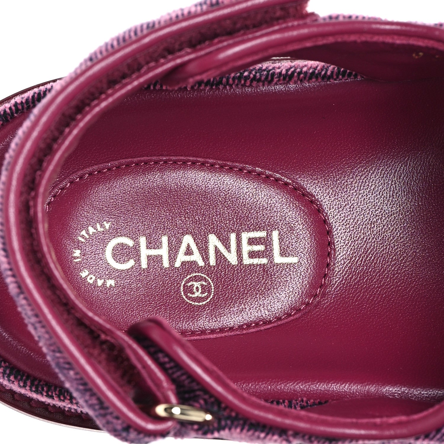 Chanel Velvet Velcro Dad Sandals 37.5 Pink 8 of 10