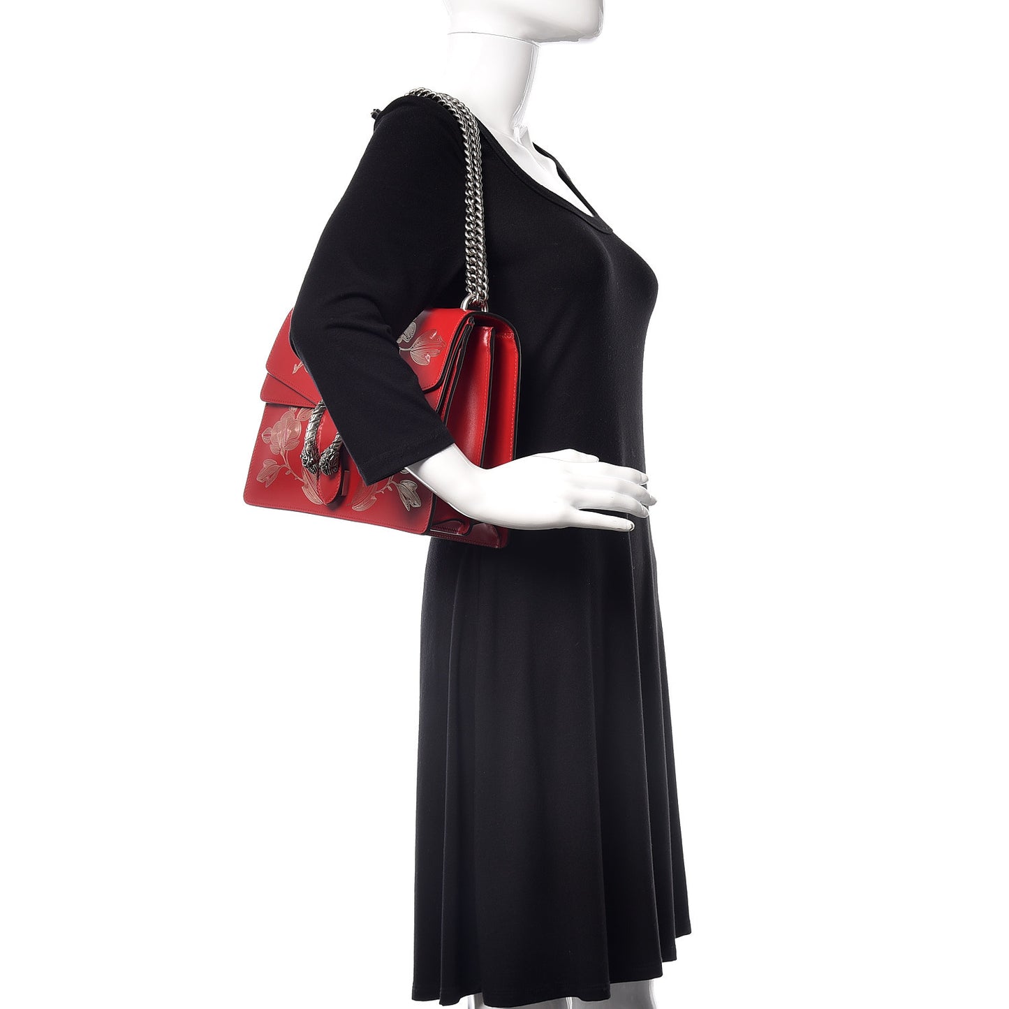 Calfskin Chinese New Year Medium Dionysus Shoulder Bag Hibiscus Red