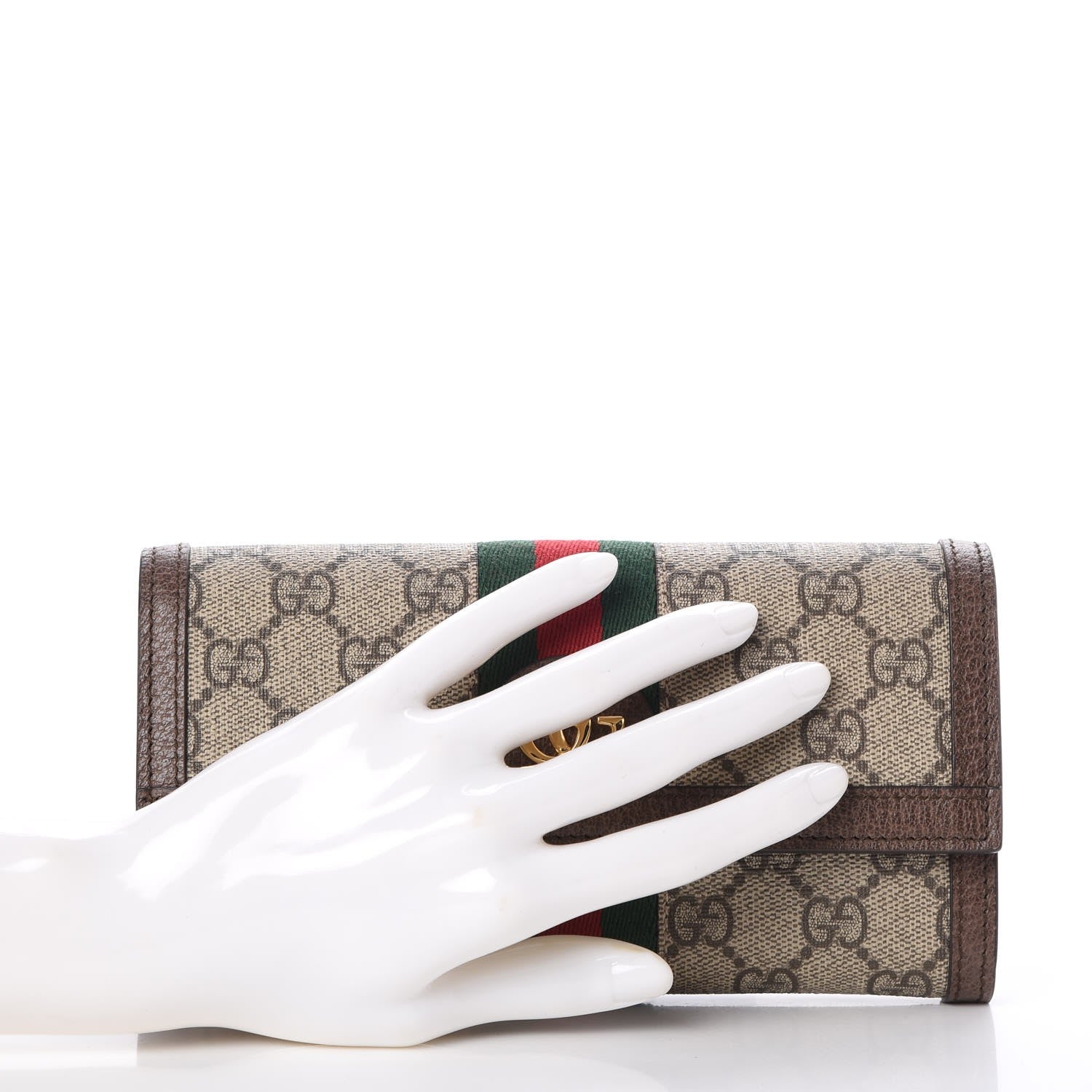 Gucci GG Supreme Monogram Web Ophidia Continental Wallet Brown 2 of 8