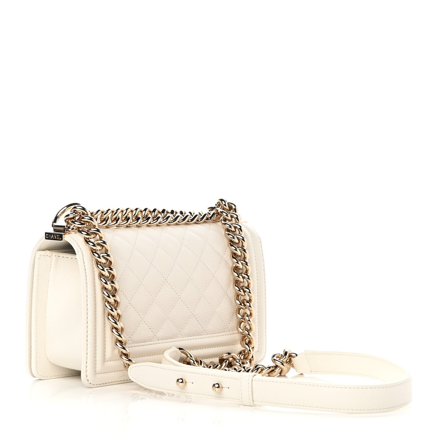 Chanel Caviar Quilted Small Boy Flap White 3 of 12