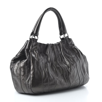Prada Metallic Nappa Tessuto Mordore Stripes Shoulder Bag Grey 3 of 9