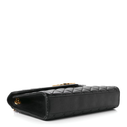 Saint Laurent Grain De Poudre Textured Mixed Matelasse Triquilt Medium Monogram Satchel Black 4 of 11