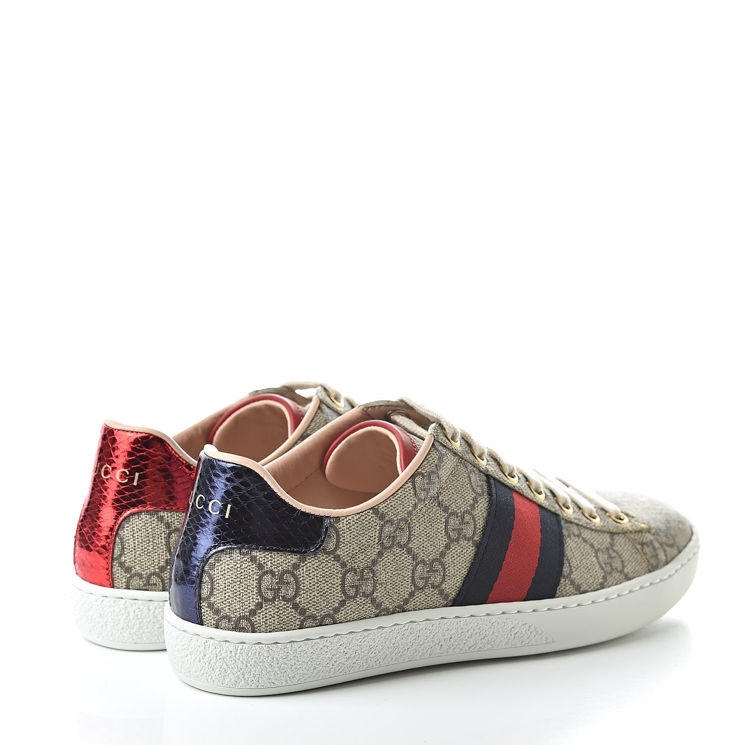 Gucci GG Supreme Monogram Ayers Web Womens Ace Sneakers 34.5 Beige 4 of 10