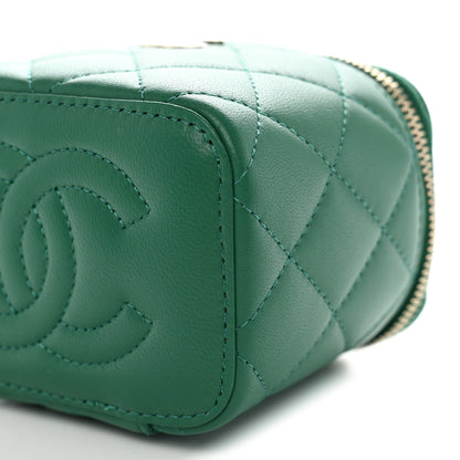 Chanel Lambskin Quilted Top Handle Mini Vanity Case With Chain Green 10 of 12