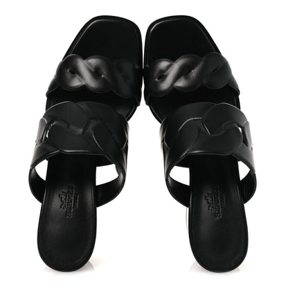 Hermes Nappa Gaby 60 Sandal 37.5 Black 2 of 11