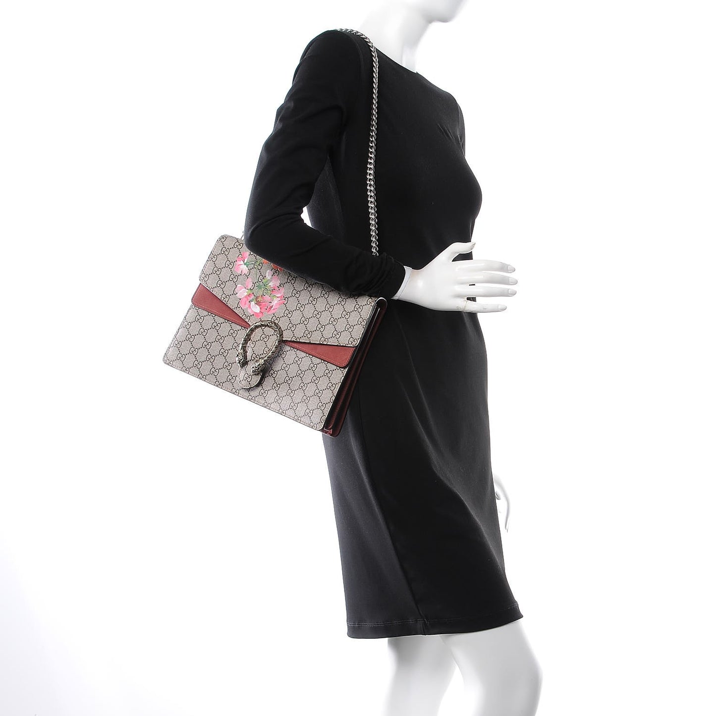 GG Supreme Monogram Blooms Medium Dionysus Shoulder Bag Beige Multicolor Dry Rose