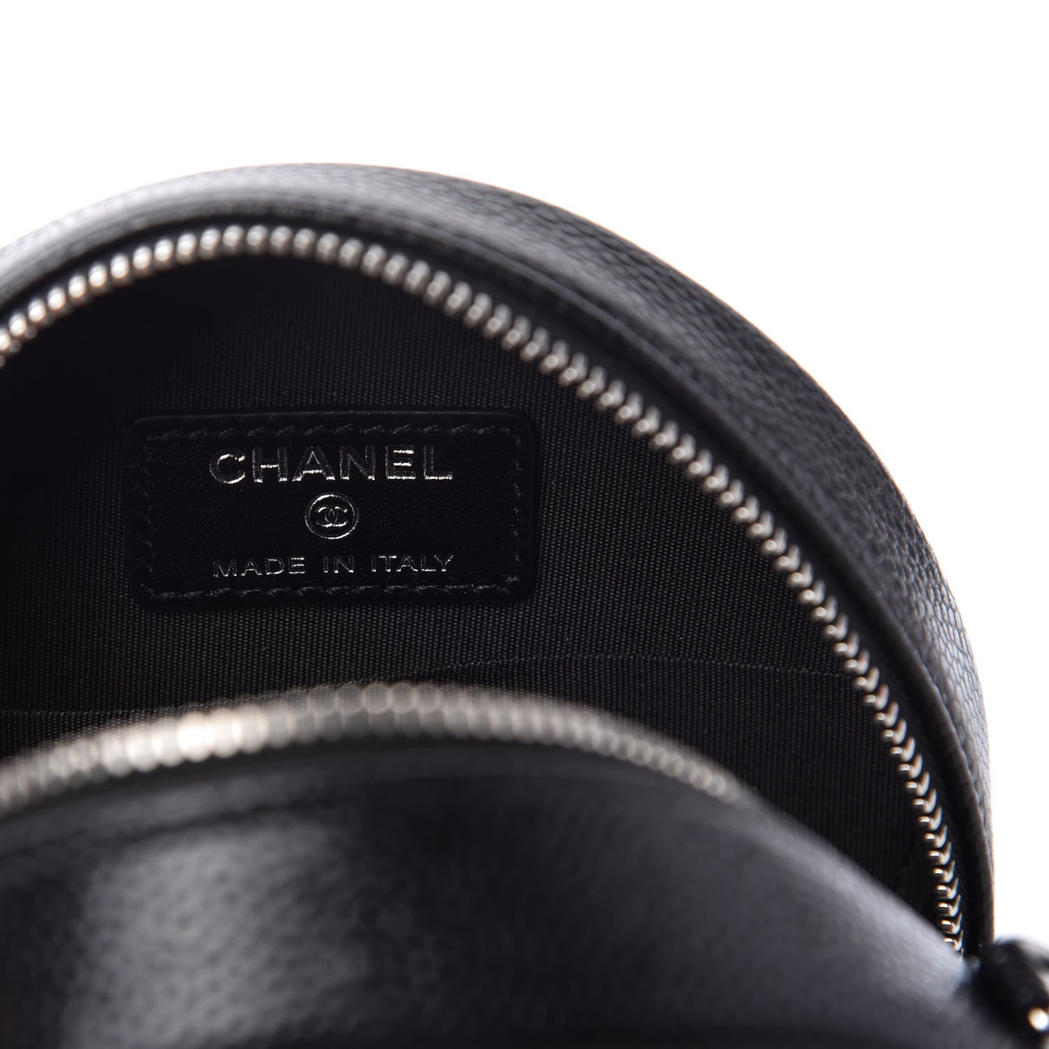 Chanel Caviar Camellia Embossed Round Clutch With Chain Black 8 of 10