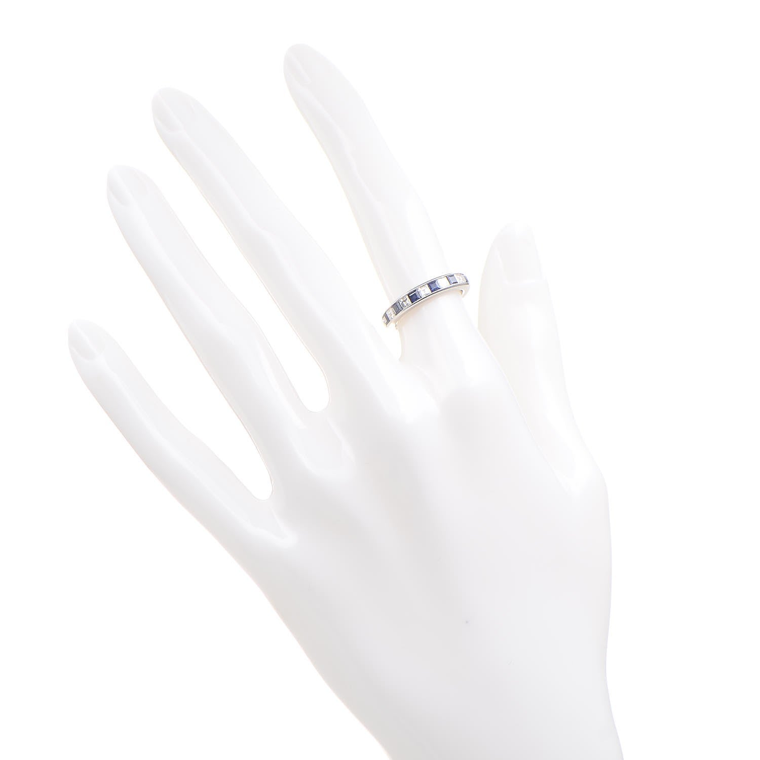 Tiffany Platinum Diamond Blue Sapphire Ring 49.5 5 2 of 8
