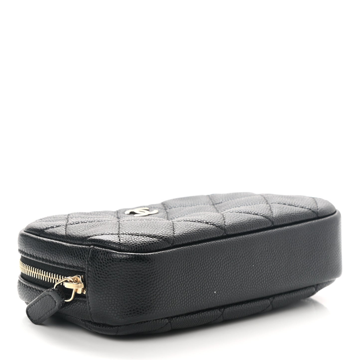 Caviar Quilted Small Curvy Pouch Cosmetic Case Black