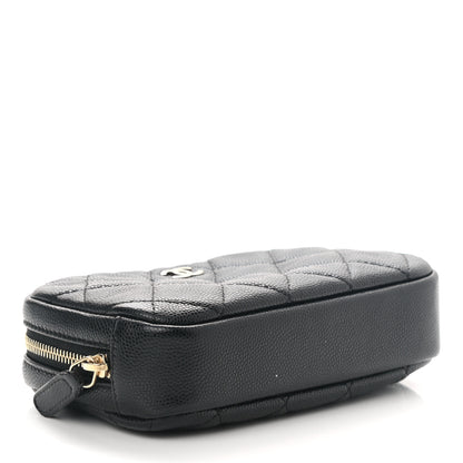 Chanel Caviar Quilted Small Curvy Pouch Cosmetic Case Black 4 of 7