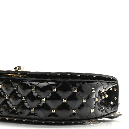 Valentino Garavani Patent Medium Rockstud Spike Halfmoon Saddle Bag Black 9 of 10