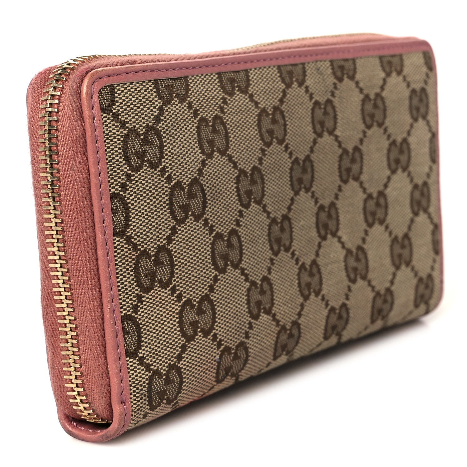 Gucci Monogram Heart Zip Around Wallet Wristlet Beige Pink 3 of 8