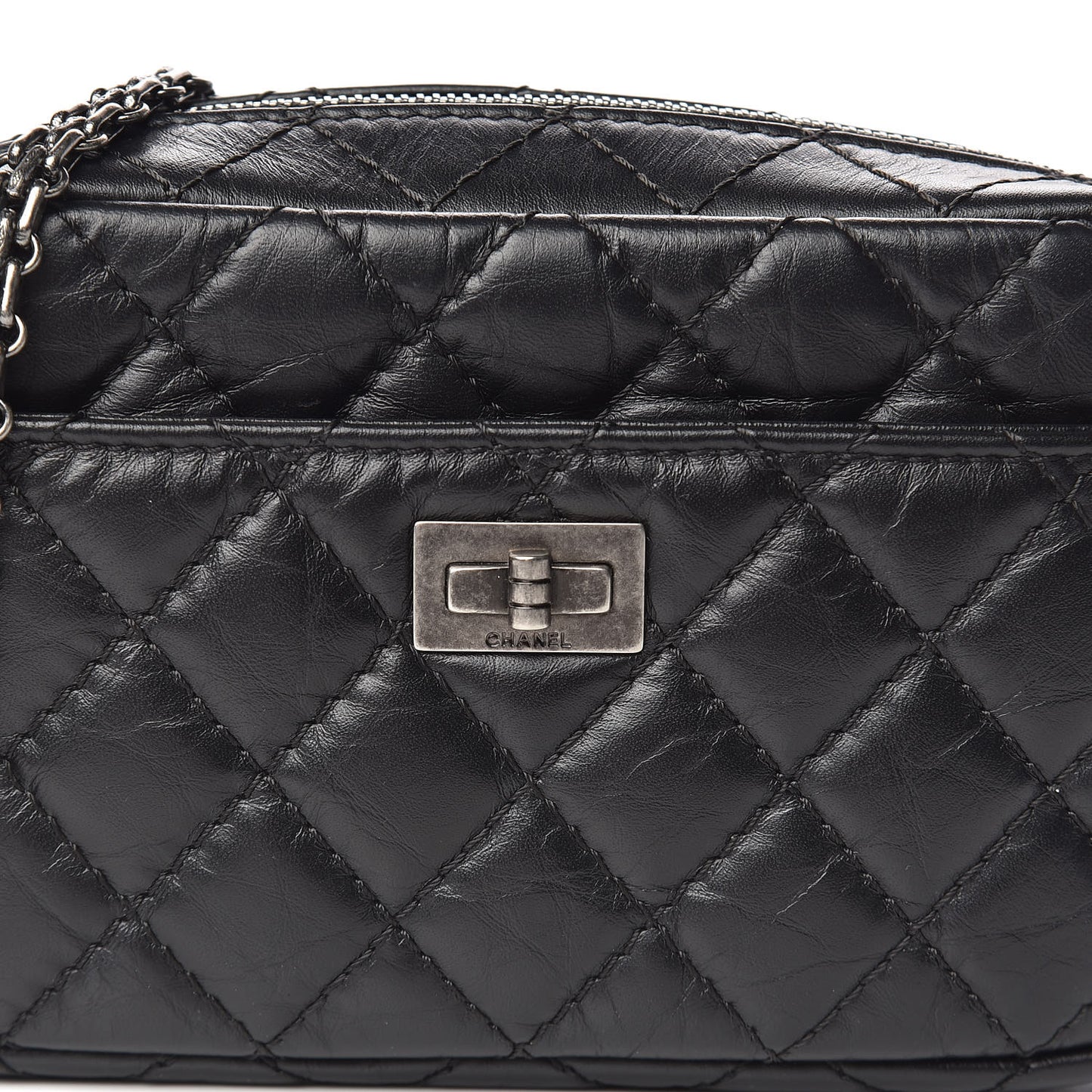 Aged Calfskin Quilted Mini Reissue Camera Case Black