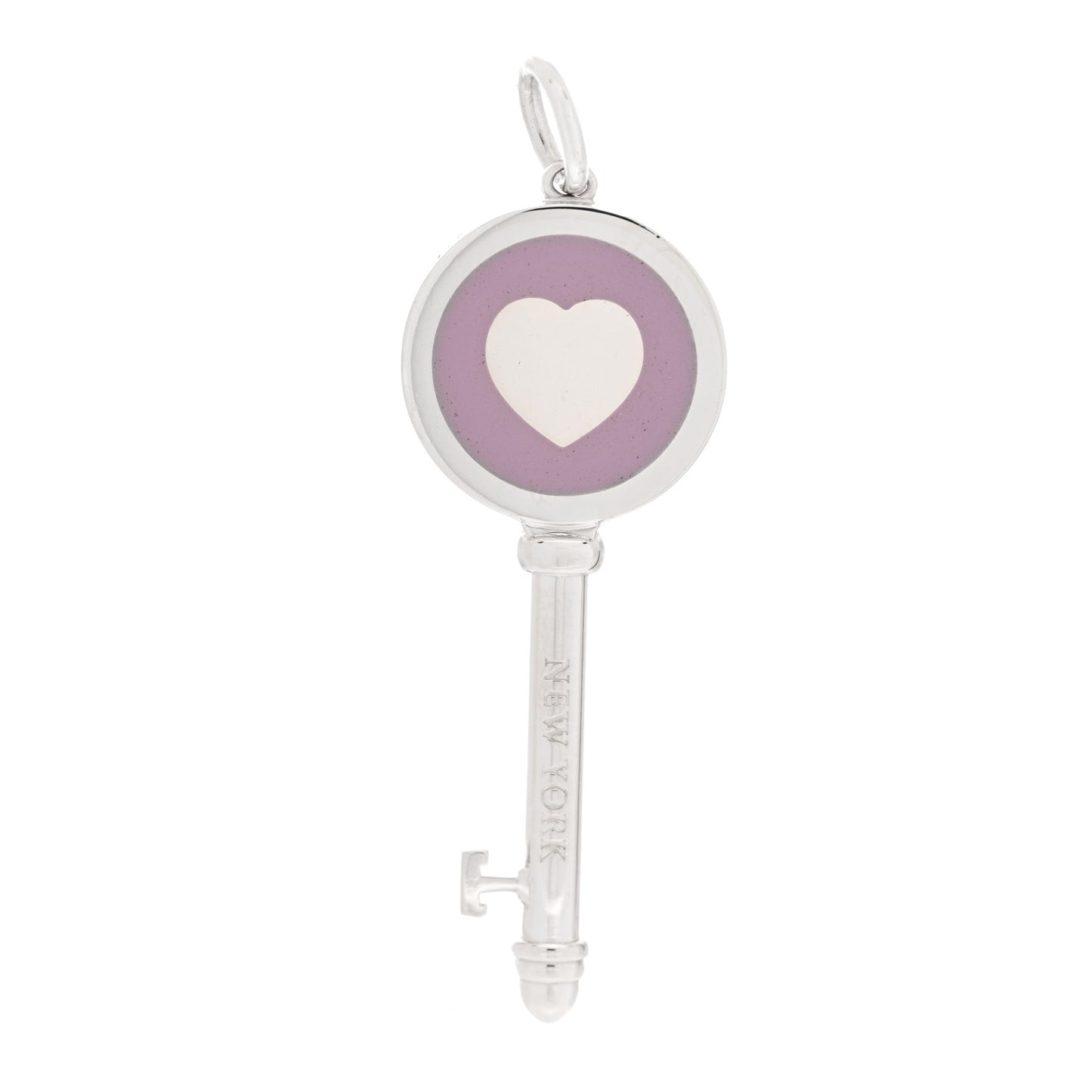 Sterling Silver Enamel Keys Heart Key Pendant Lavender