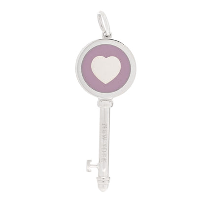 Tiffany Sterling Silver Enamel Keys Heart Key Pendant Lavender 1 of 4