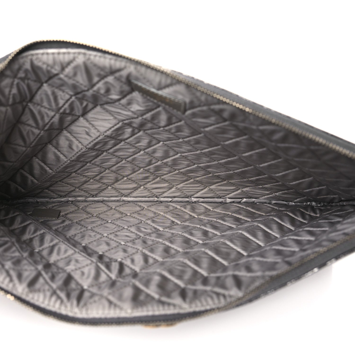 Chanel Cracked Metallic Calfskin Quilted Large Boy Cosmetic Case Dark Silver 5 of 11