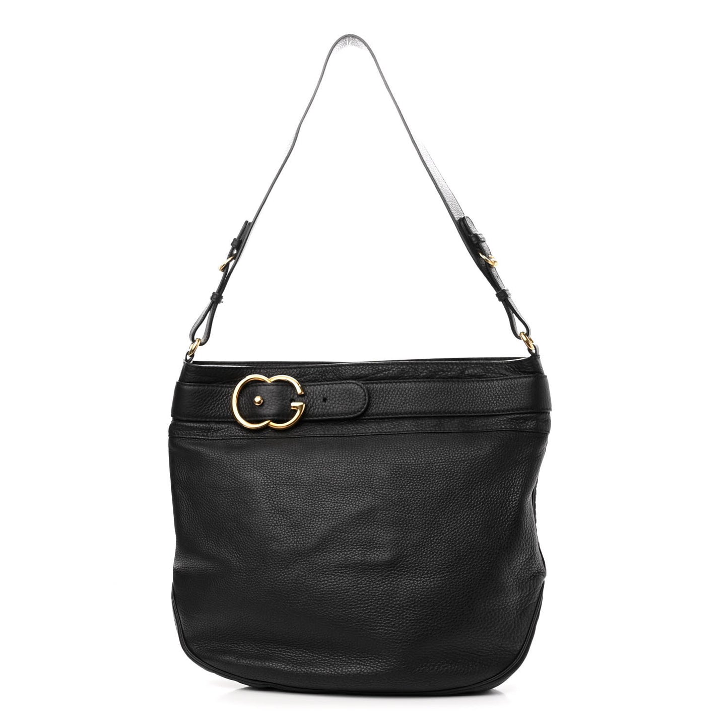 Pebbled Calfskin Large Ride Shoulder Bag Black