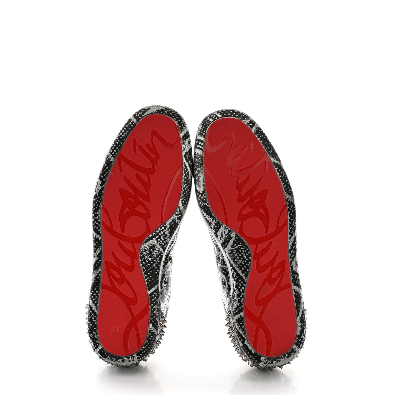 Christian Louboutin Calfskin Snake-Effect Seavaste Flat Sneakers 42 Silver 5 of 7