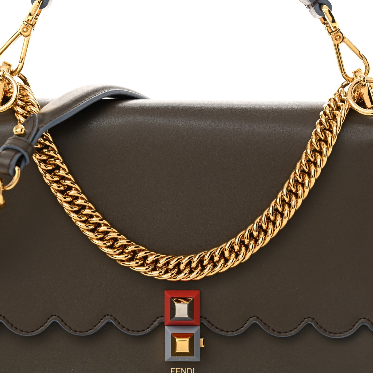 Vitello Liberty Scalloped Studded Kan I Shoulder Bag Carbone