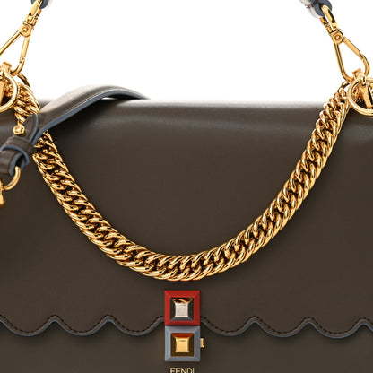 Fendi Vitello Liberty Scalloped Studded Kan I Shoulder Bag Carbone 9 of 12