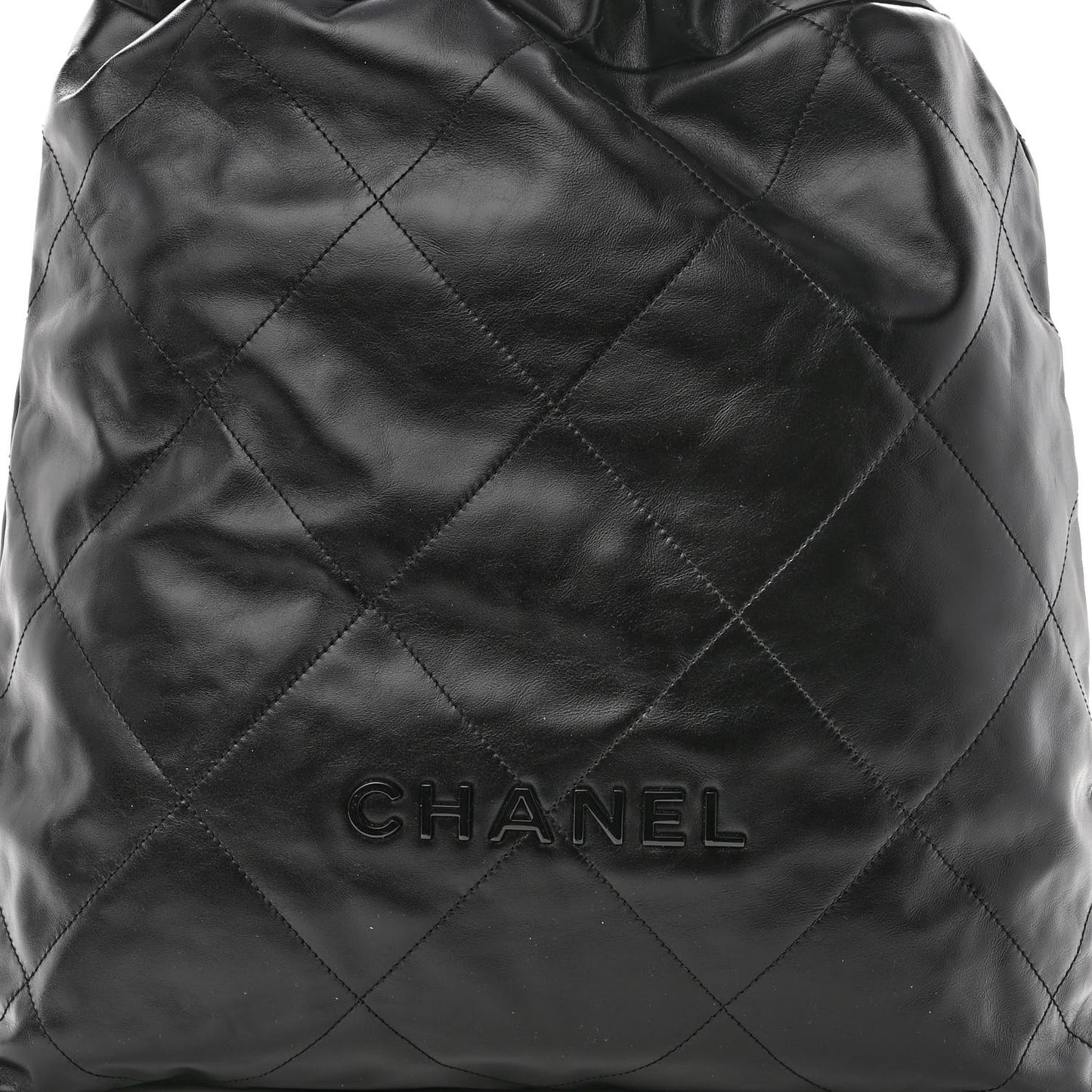 Shiny Calfskin Quilted Chanel 22 Backpack So Black