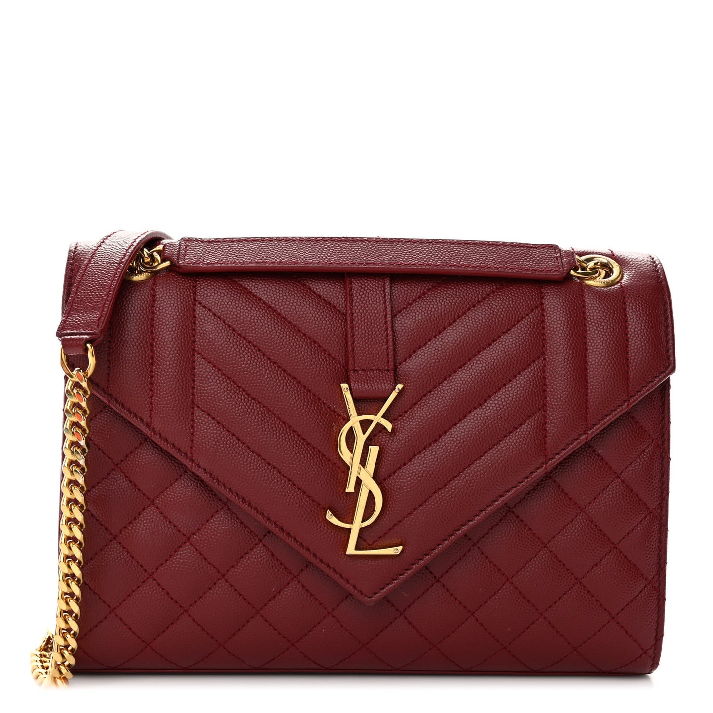 Grain De Poudre Textured Mixed Matelasse Triquilt Medium Monogram Satchel Oxblood