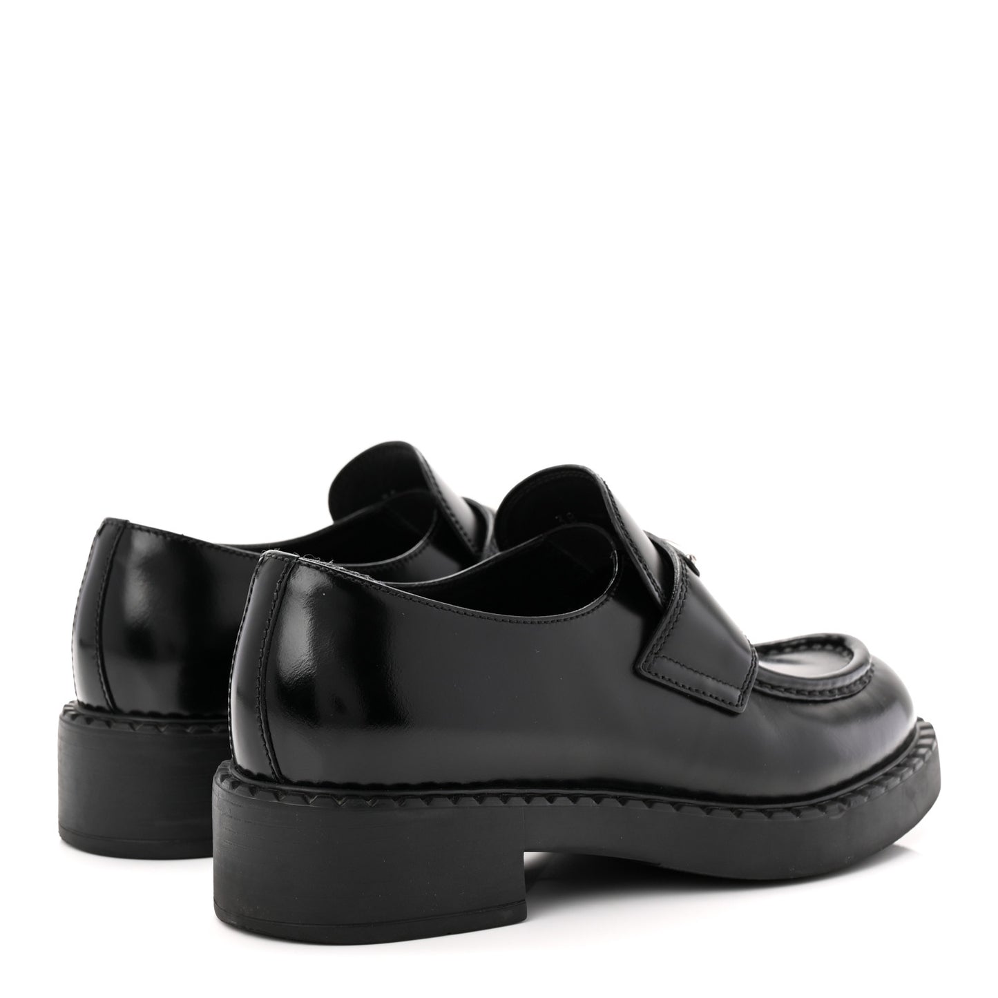Spazzolato Metal Triangle Logo 50mm Loafers 38 Black