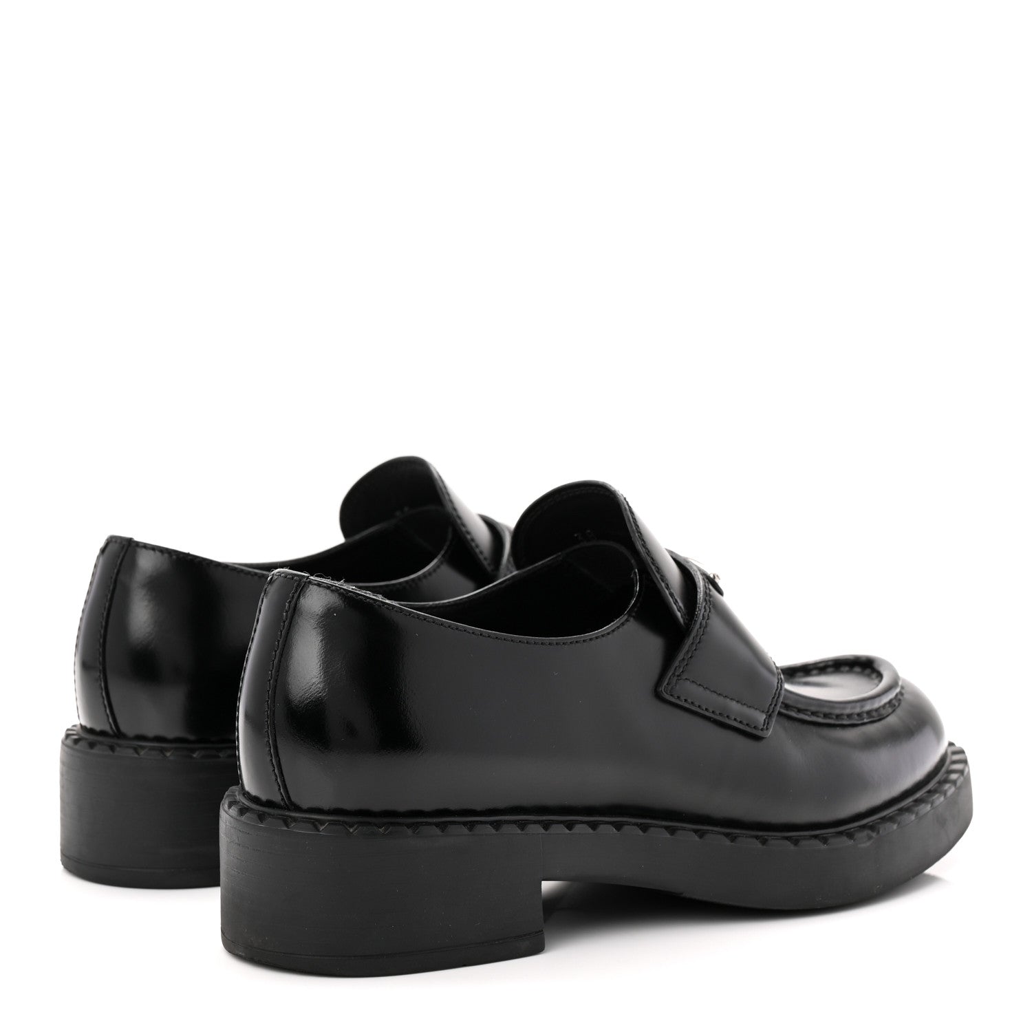Prada Spazzolato Metal Triangle Logo 50mm Loafers 38 Black 4 of 9