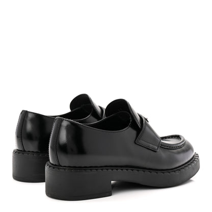 Prada Spazzolato Metal Triangle Logo 50mm Loafers 38 Black 4 of 9