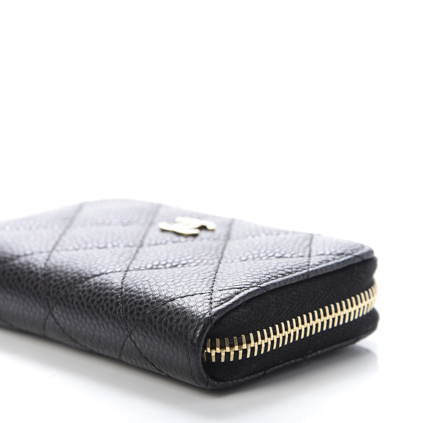 Caviar Quilted Zip Coin Purse Black
