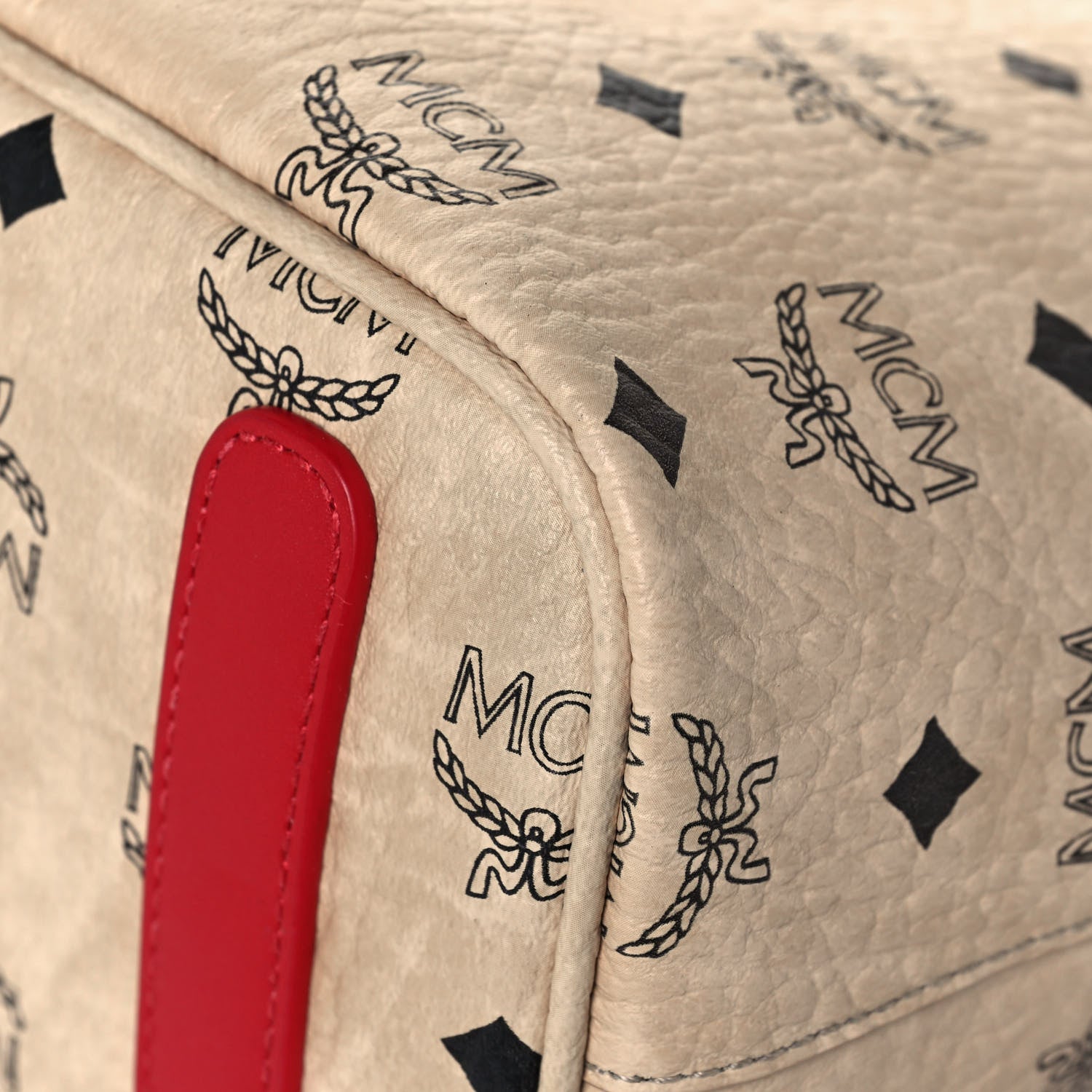 MCM Visetos Klara Crossbody Bag Beige Red 8 of 11