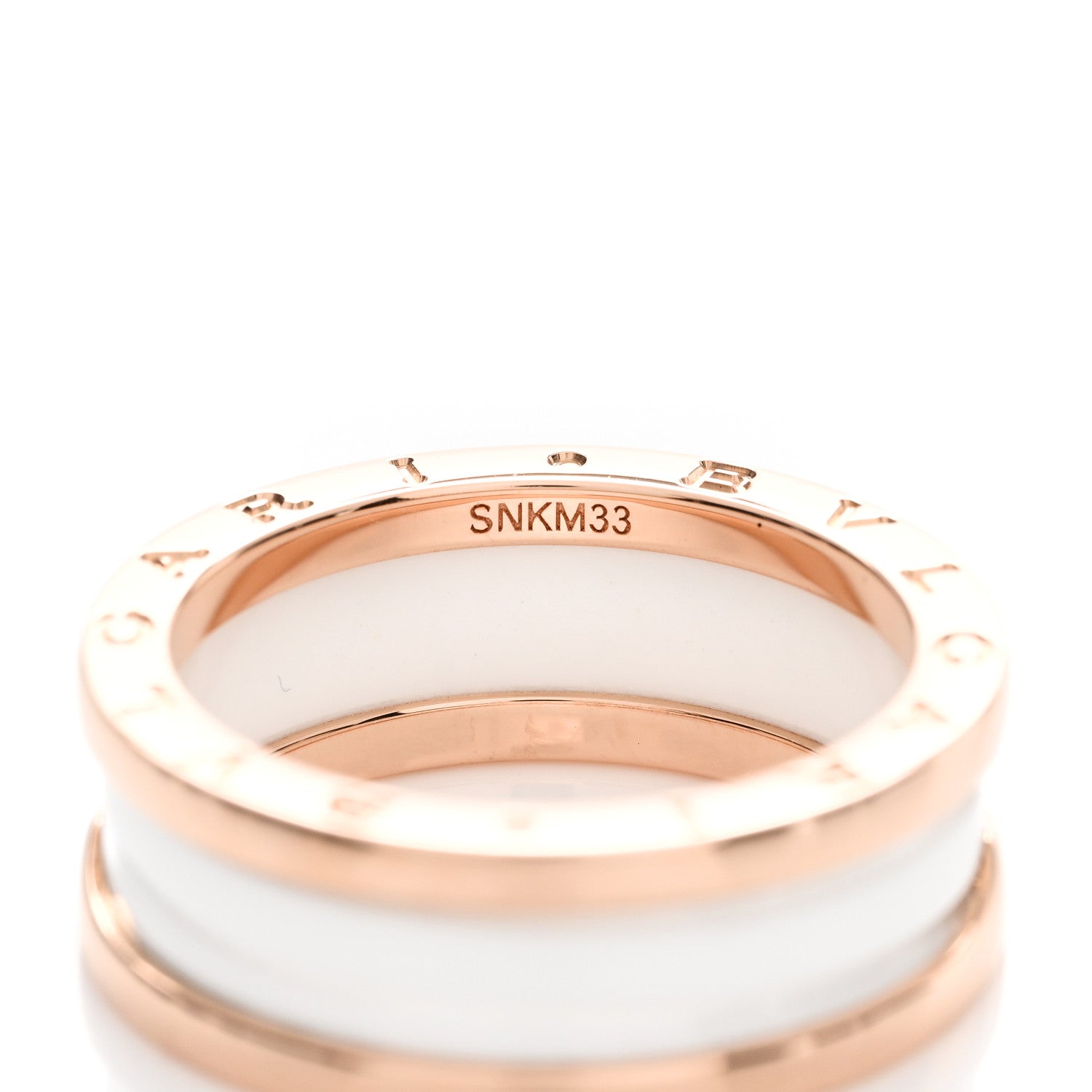 Bulgari 18K Rose Gold White Ceramic B.Zero1 Two-Band Ring 58 8.25 6 of 6