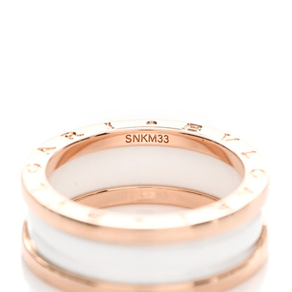 Bulgari 18K Rose Gold White Ceramic B.Zero1 Two-Band Ring 58 8.25 6 of 6