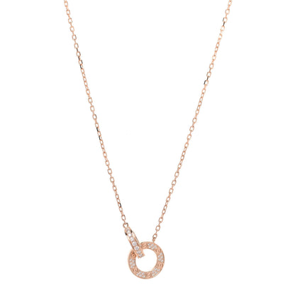 Cartier 18K Pink Gold Diamond Interlocking LOVE Paved Necklace 1 of 6