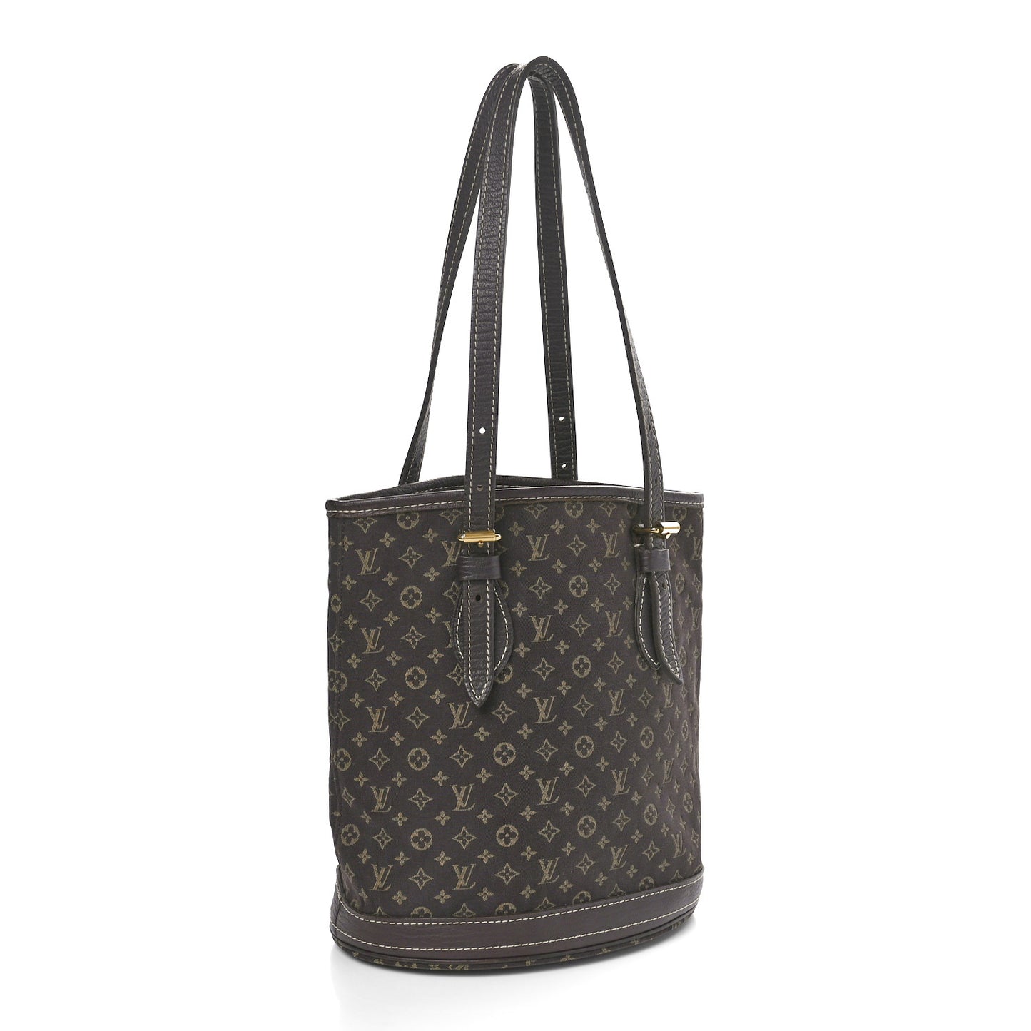 Mini Lin Monogram Bucket Bag Ebene