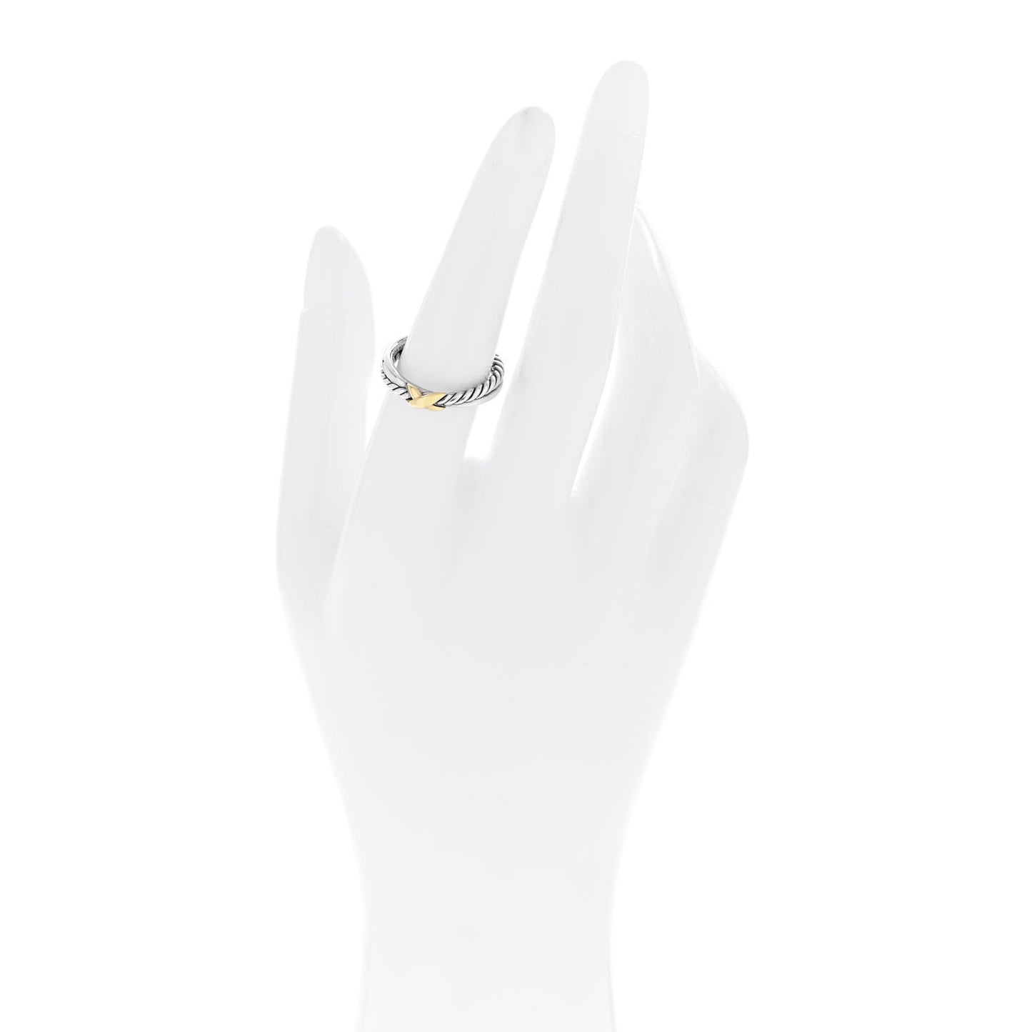 Sterling Silver 18K Yellow Gold Petite X Crossover Ring 53 6.5