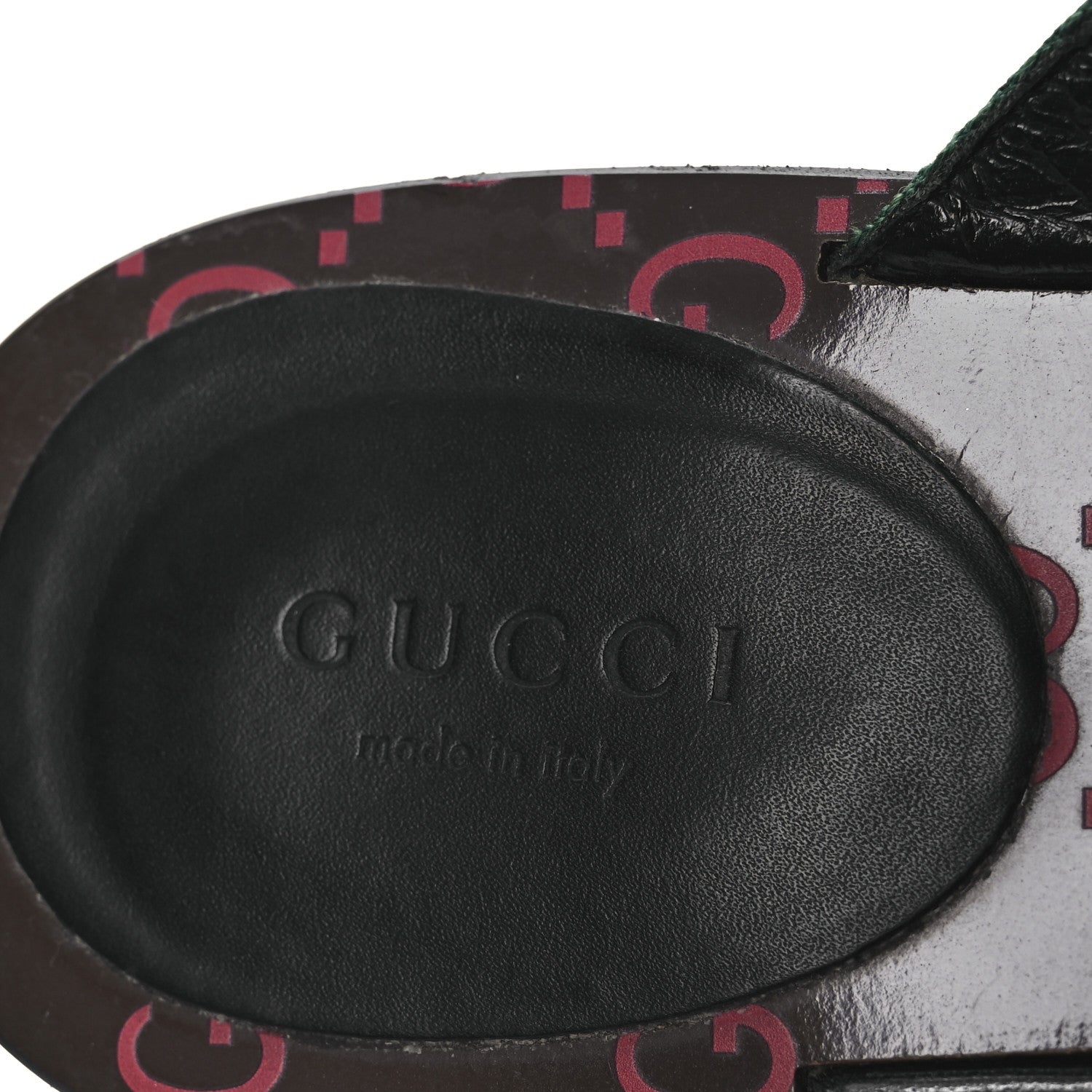 Gucci Nylon Calfskin Web GG Monogram Womens Thong Sandals 38 Green Red Cocoa 9 of 12