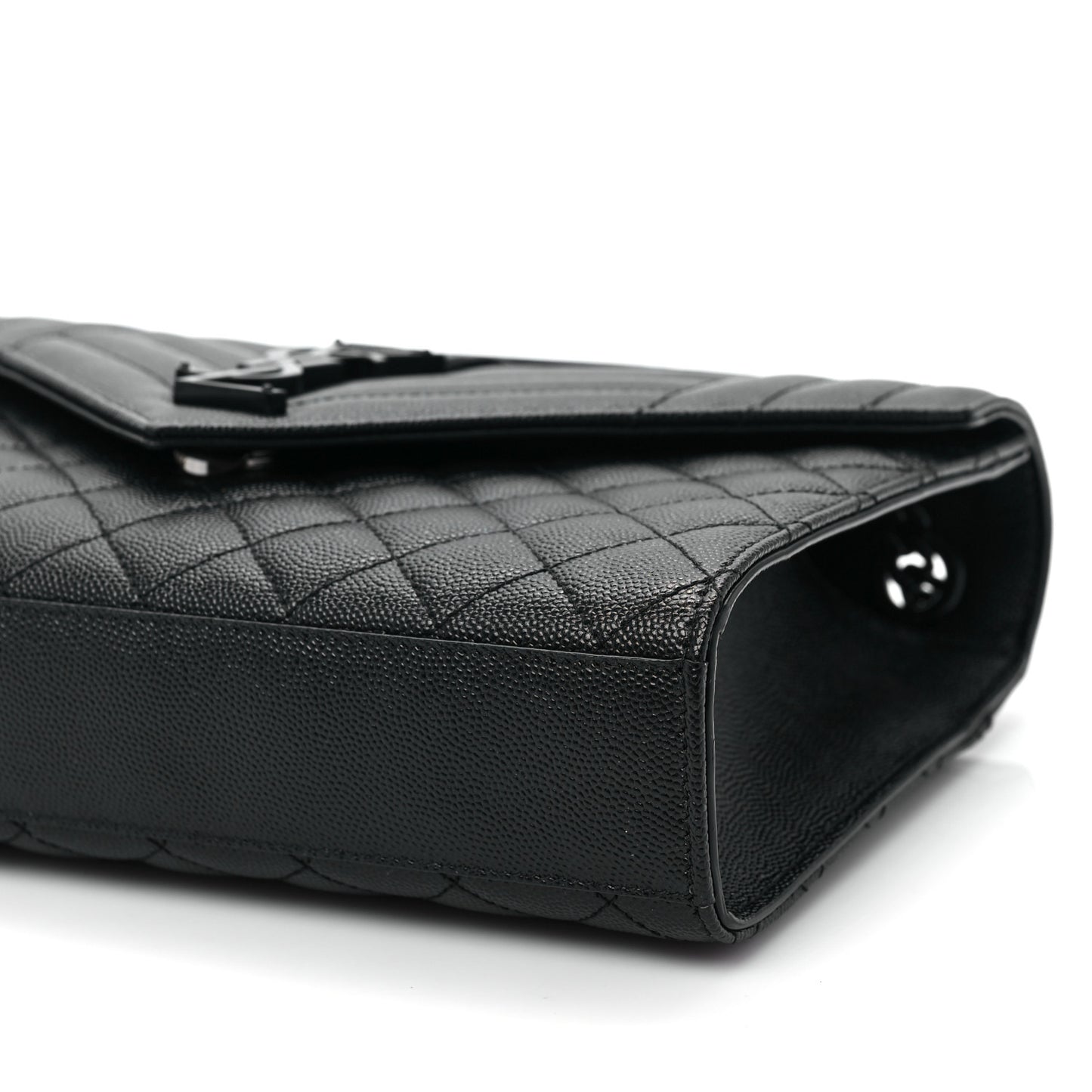 Grain De Poudre Textured Mixed Matelasse Triquilt Medium Monogram Satchel Black