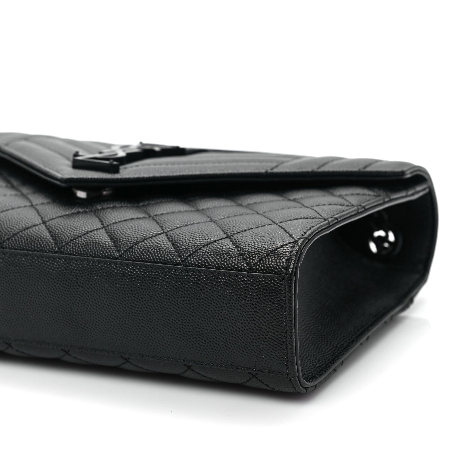 Saint Laurent Grain De Poudre Textured Mixed Matelasse Triquilt Medium Monogram Satchel Black 8 of 8